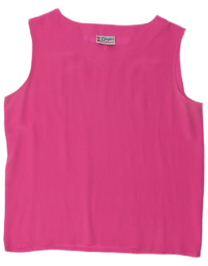 Blusa feminina sem mangas Douglas UK 14 seda rosa médio