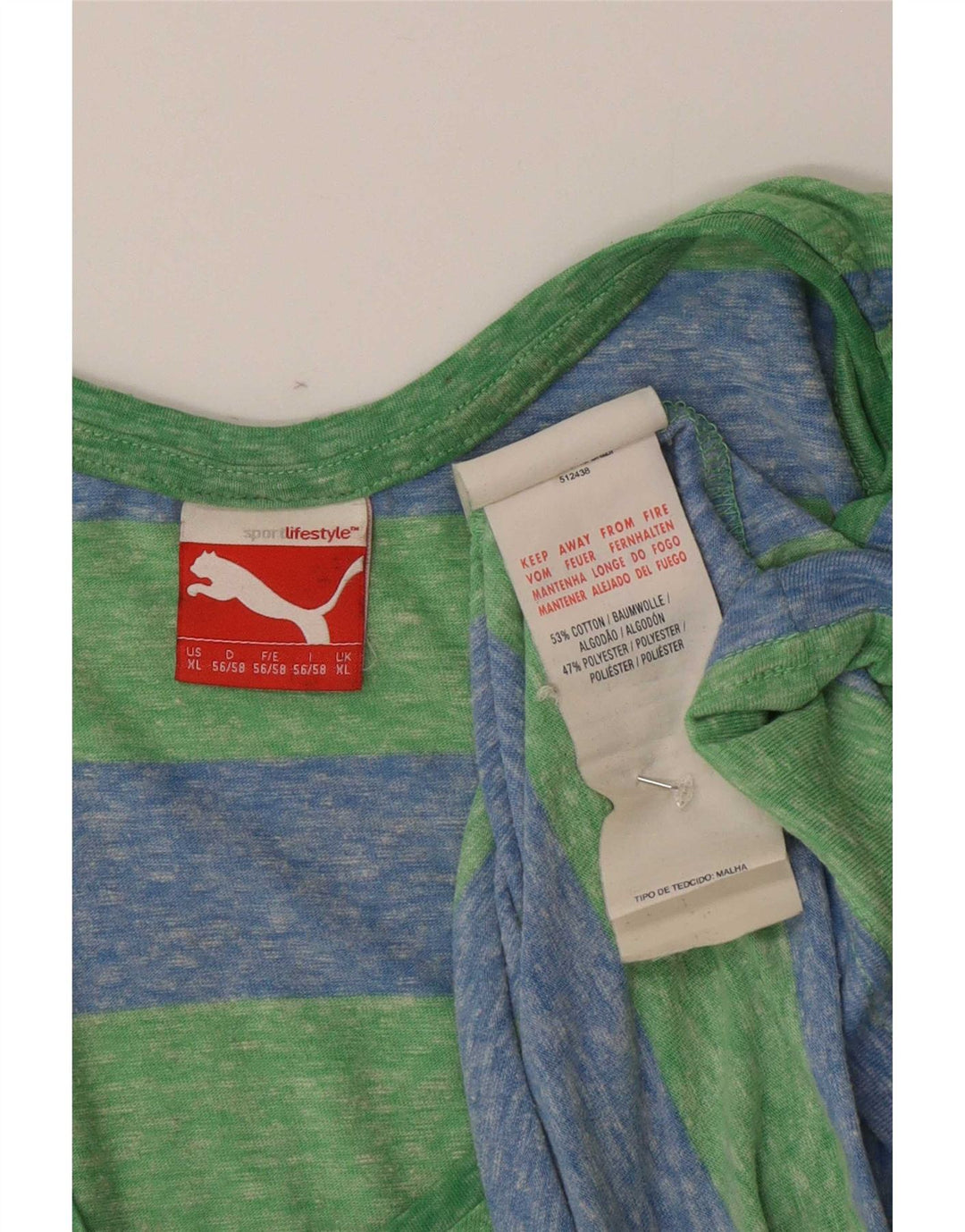 Puma Mens Vest Top XL Verde Listrado Algodão