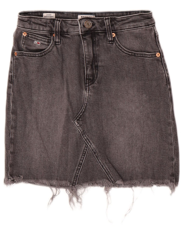 Saia jeans feminina Tommy Hilfiger W24 XS algodão cinza