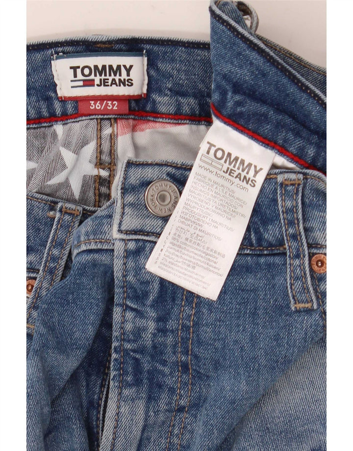 Tommy Hilfiger Masculino Distressed Slim Jeans W36 L32 Azul Algodão