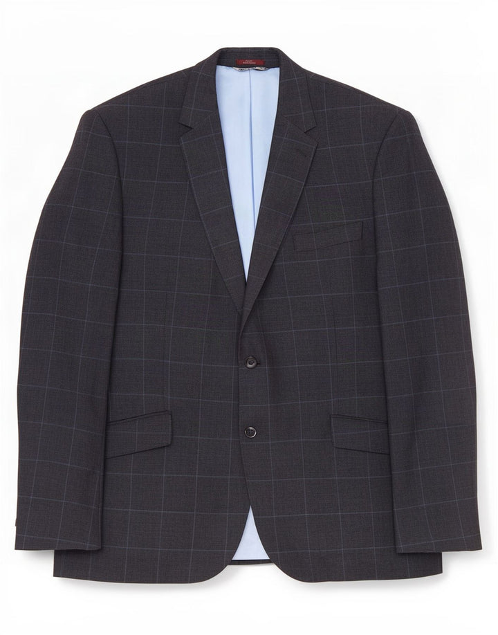 Jaqueta blazer masculina de 2 botões Marks & Spencer Reino Unido 44 XL azul marinho xadrez linho