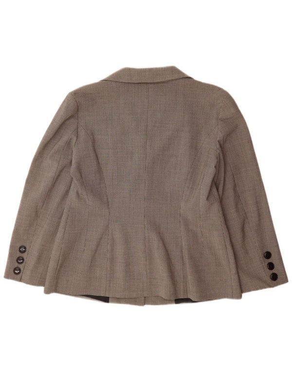 Jaqueta blazer feminina Zara com 4 botões EU 42 grande cinza houndstooth poliéster