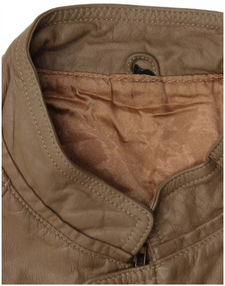 Colete de couro masculino VINTAGE UK 40 grande marrom