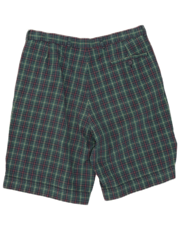 Shorts masculinos Lacoste Pegged Chino tamanho 42 médio W31 algodão xadrez verde