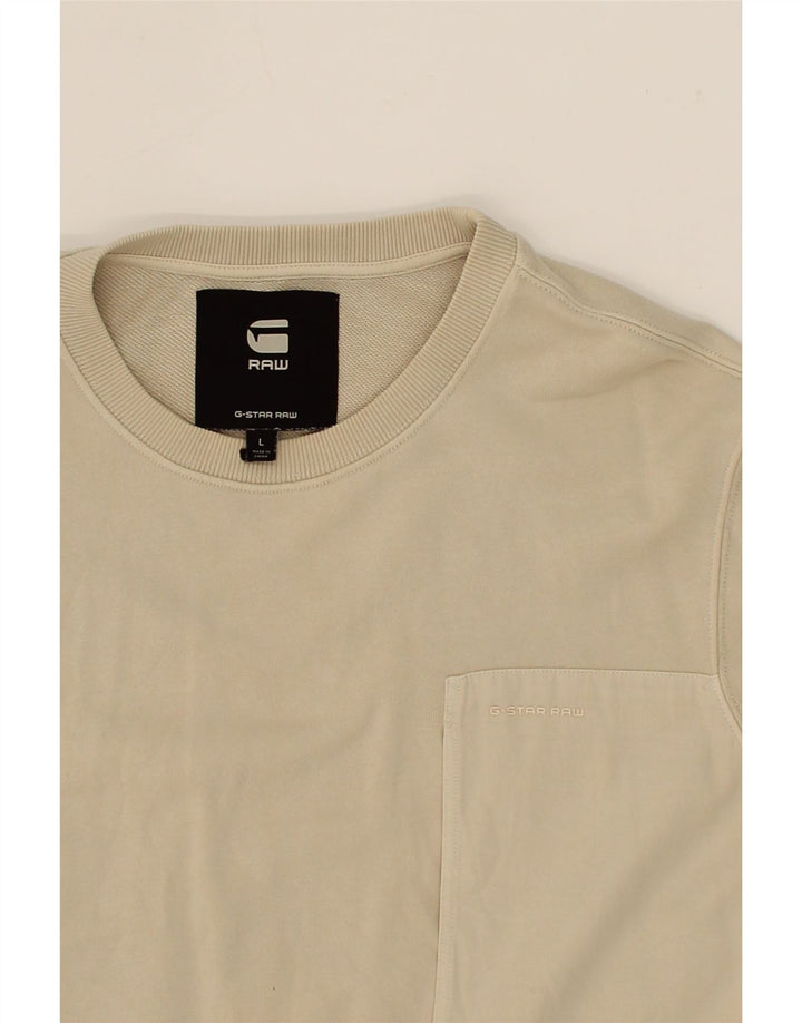 G-STAR Mens Sweatshirt Jumper Large Beige Cotton Vintage G-Star and Second-Hand G-Star from Messina Hembry 
