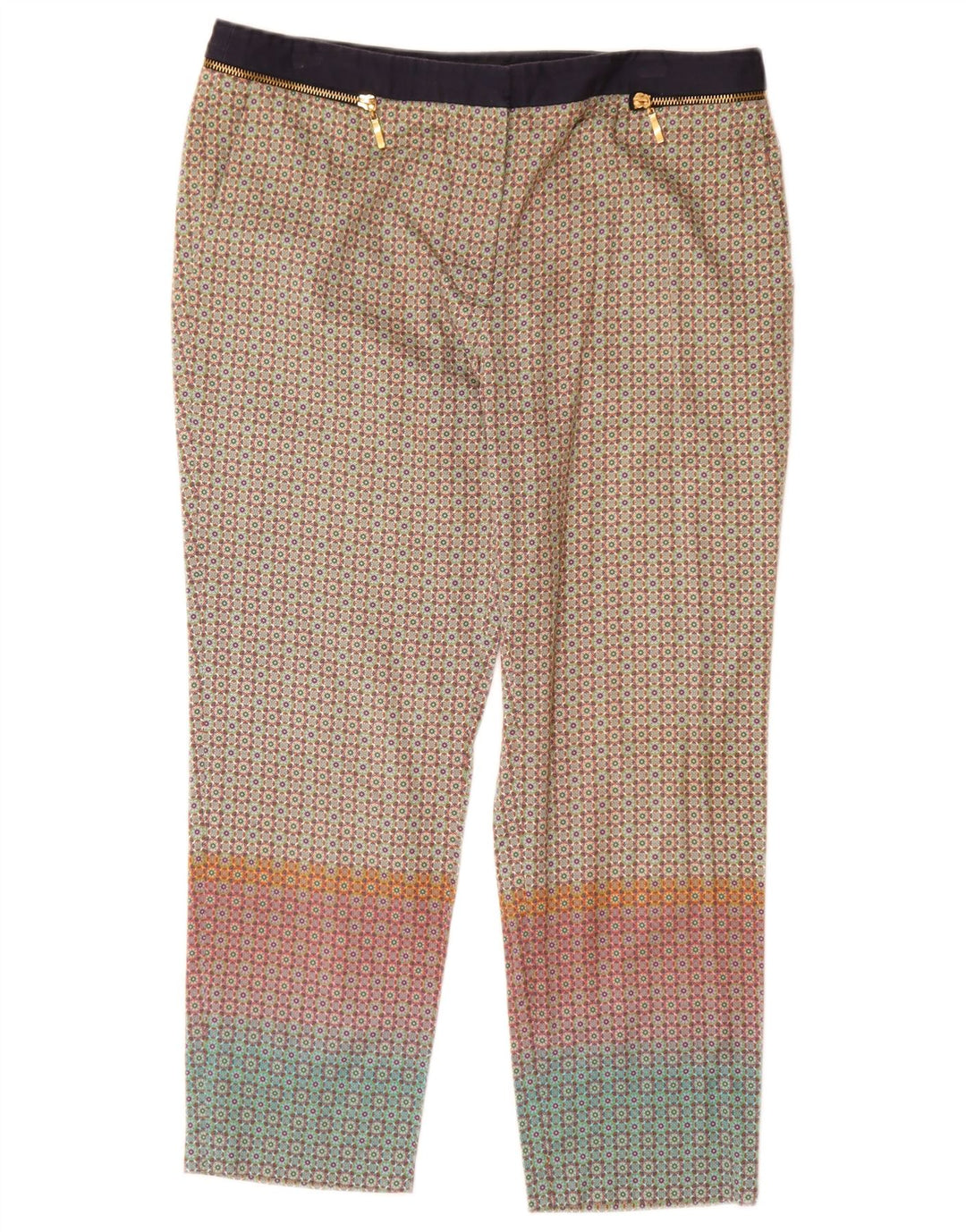 Zara Calça Feminina Cropped EU 40 Médio W30 L24 Multicolorido Geométrico