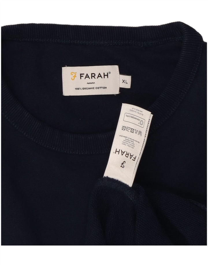 Suéter masculino Farah com gola redonda XL algodão azul marinho