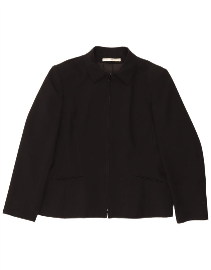 Jaqueta blazer feminina vintage com zíper completo Reino Unido 16 grande preta