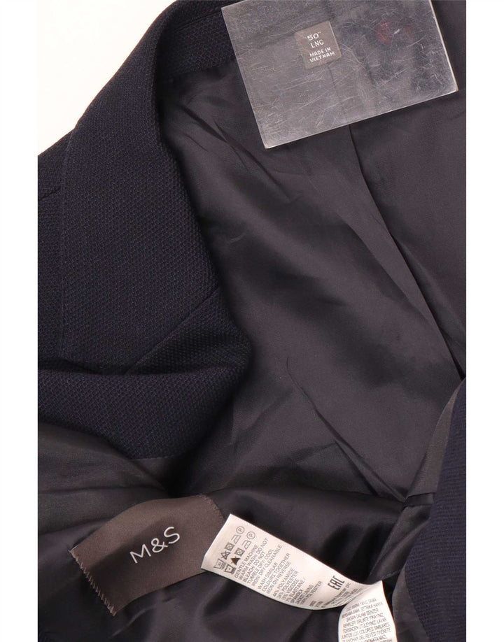Jaqueta blazer masculina longa de 2 botões Marks & Spencer Reino Unido 50 3XL azul marinho