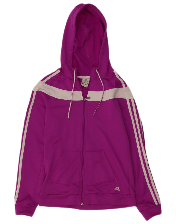 ADIDAS Womens Zip Hoodie Sweater UK 8/10 Pequeno Roxo Colorblock