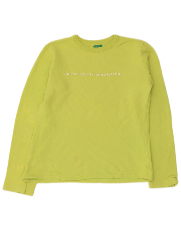 Benetton Girls Graphic Sweatshirt Jumper 11-12 Anos XL Verde Algodão