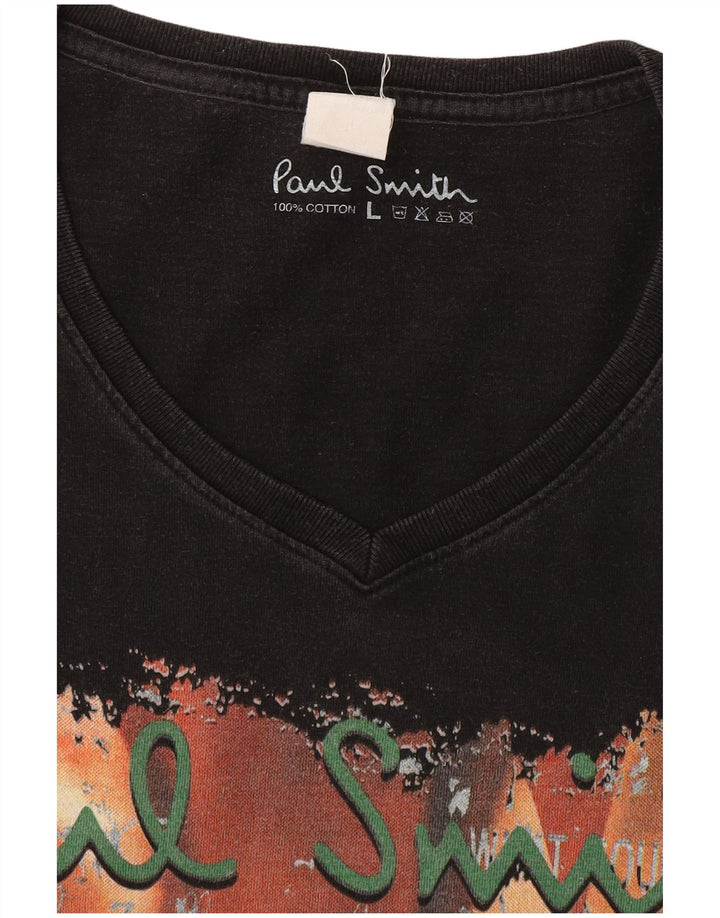 Camiseta masculina Paul Smith com estampa gráfica grande de algodão preto