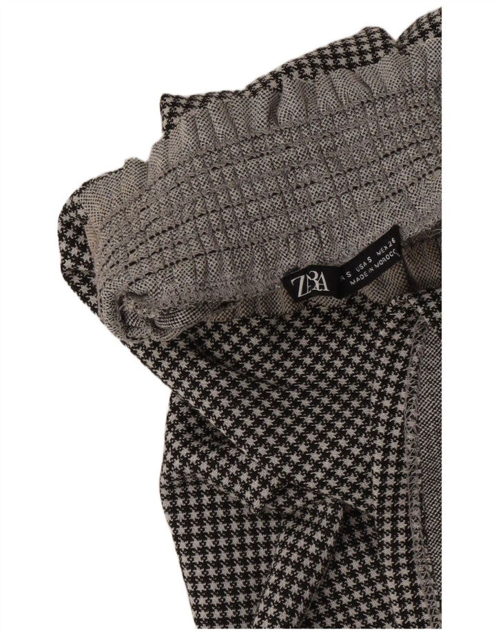 Blusa feminina Zara Top UK 10 pequena preta Houndstooth