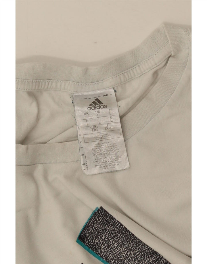 ADIDAS Mens Graphic T-Shirt Top Grande Algodão Branco