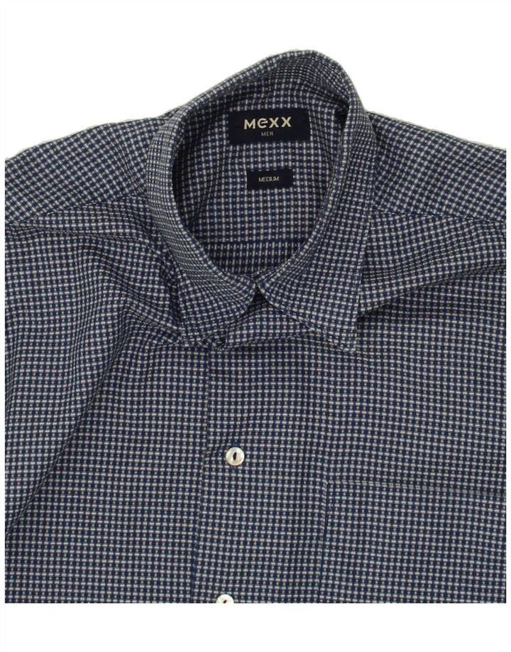 MEXX Mens Abstract Pattern Shirt Medium Navy Blue Cotton Vintage Mexx and Second-Hand Mexx from Messina Hembry 