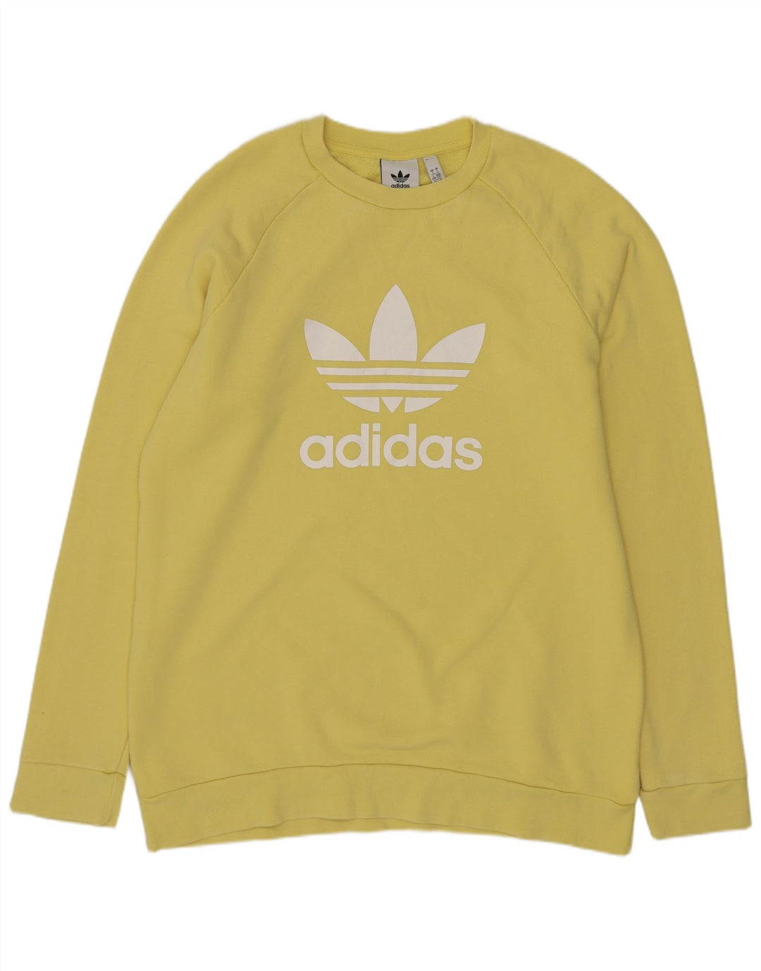Adidas Mens Graphic Moletom Jumper Grande Algodão Amarelo