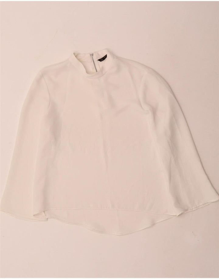 Zara blusa feminina manga 3/4 top UK 6 XS branco