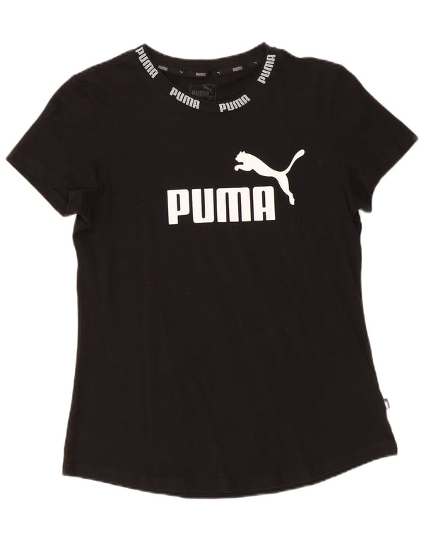 Camiseta feminina PUMA com estampa gráfica UK 14 médio preto