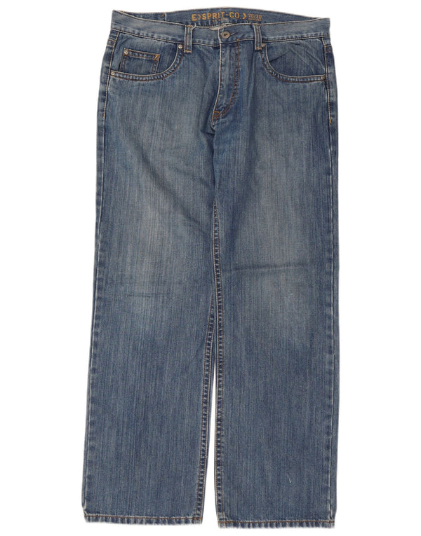 Esprit Mens Straight Jeans W34 L32 Azul Algodão
