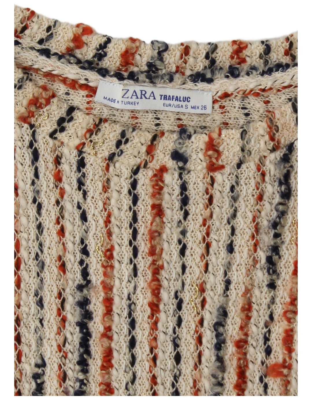 ZARA Vestido feminino Trafaluc Jumper UK 8 pequeno listrado branco