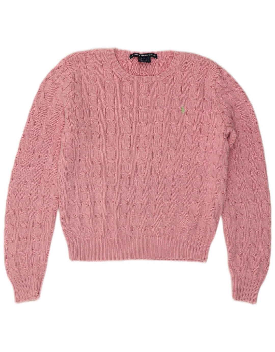 Suéter feminino RALPH LAUREN com gola redonda e gola redonda, tamanho grande, rosa