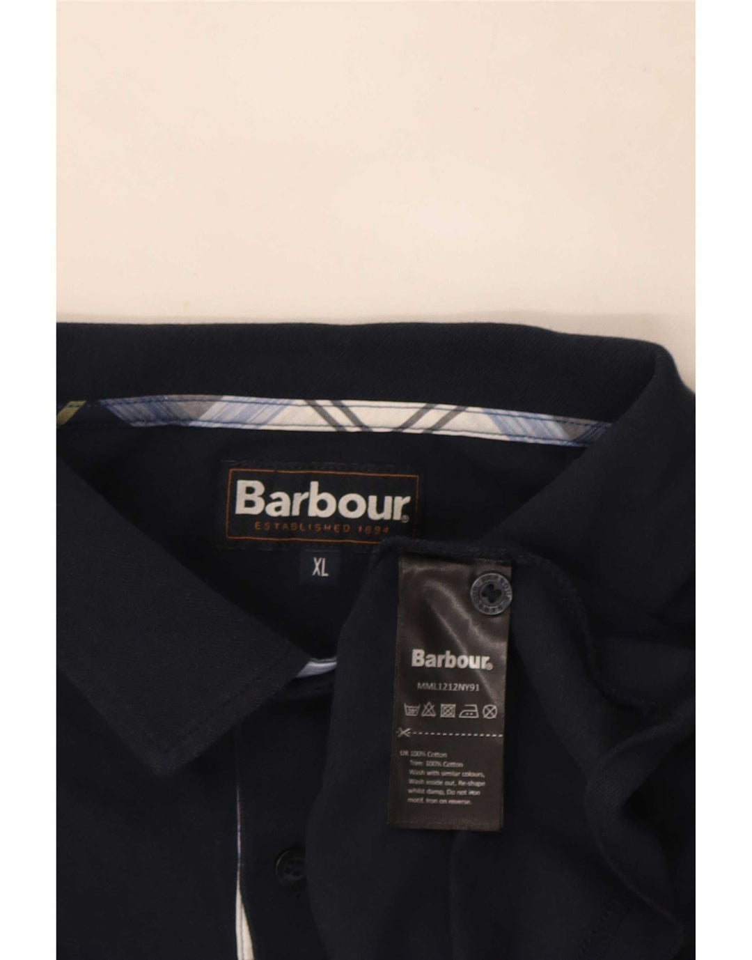 Camisa polo masculina Barbour XL azul marinho algodão