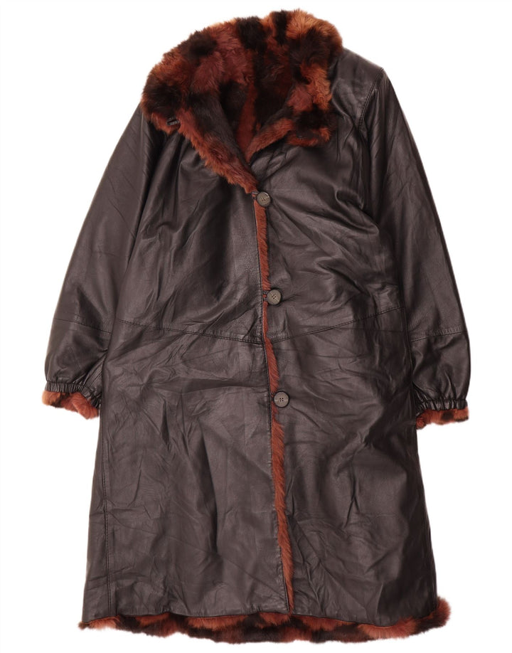 Casaco feminino oversized shearling Fontani IT 44 couro marrom médio