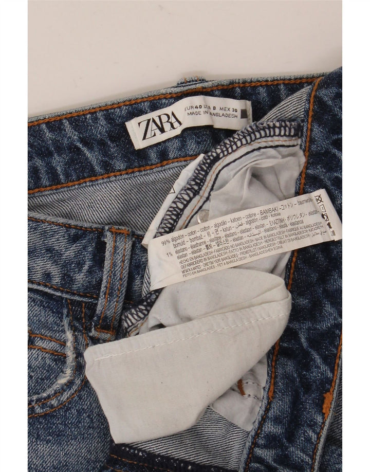 Zara Jeans feminino slim desgastado UE 40 médio W30 L28 algodão azul