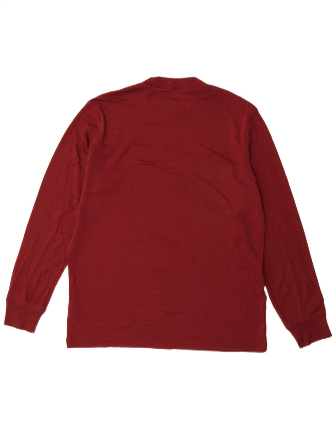 Lands End Mens Top Manga Longa Médio Algodão Borgonha