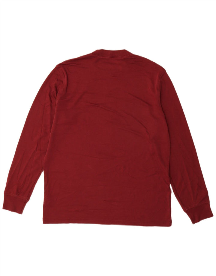 Lands End Mens Top Manga Longa Médio Algodão Borgonha