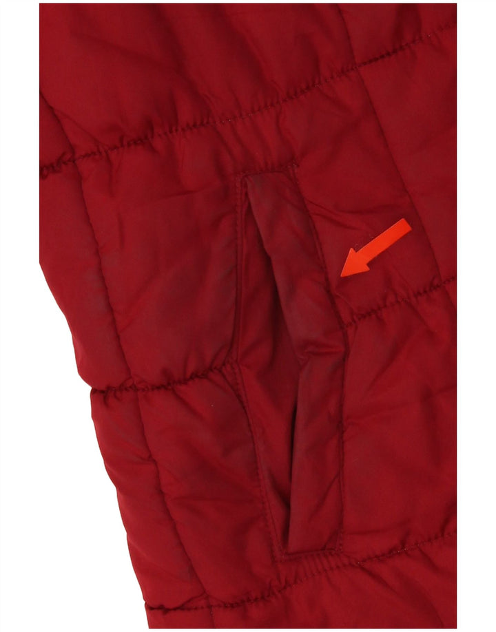 Jaqueta feminina acolchoada com capuz Marks & Spencer Reino Unido 14 poliéster vermelho médio