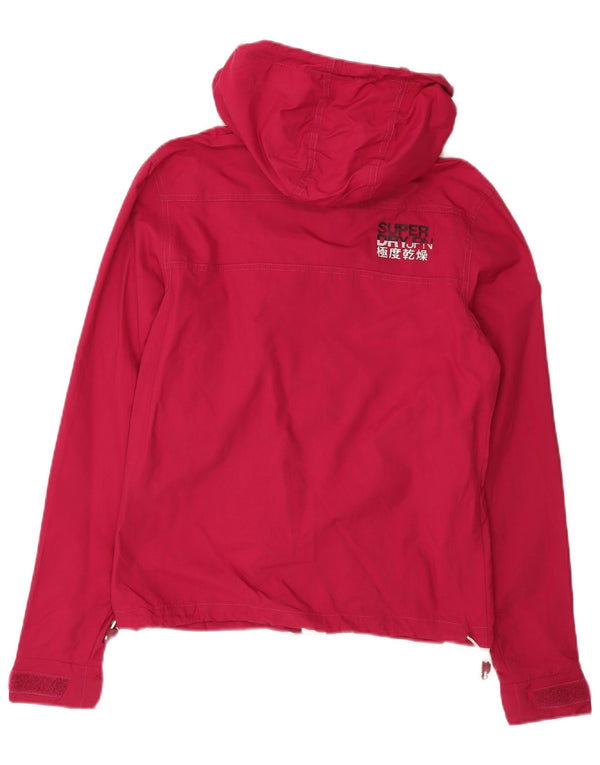Jaqueta de chuva feminina SUPERDRY com capuz Reino Unido 10 pequeno nylon vermelho
