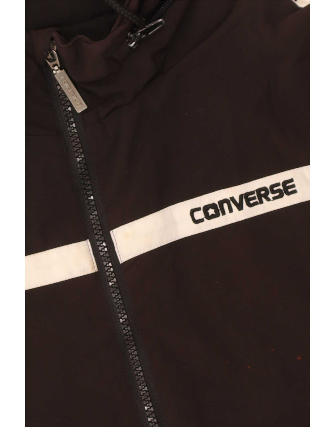 Jaqueta corta-vento feminina Converse com capuz UK 14 médio preto colorblock