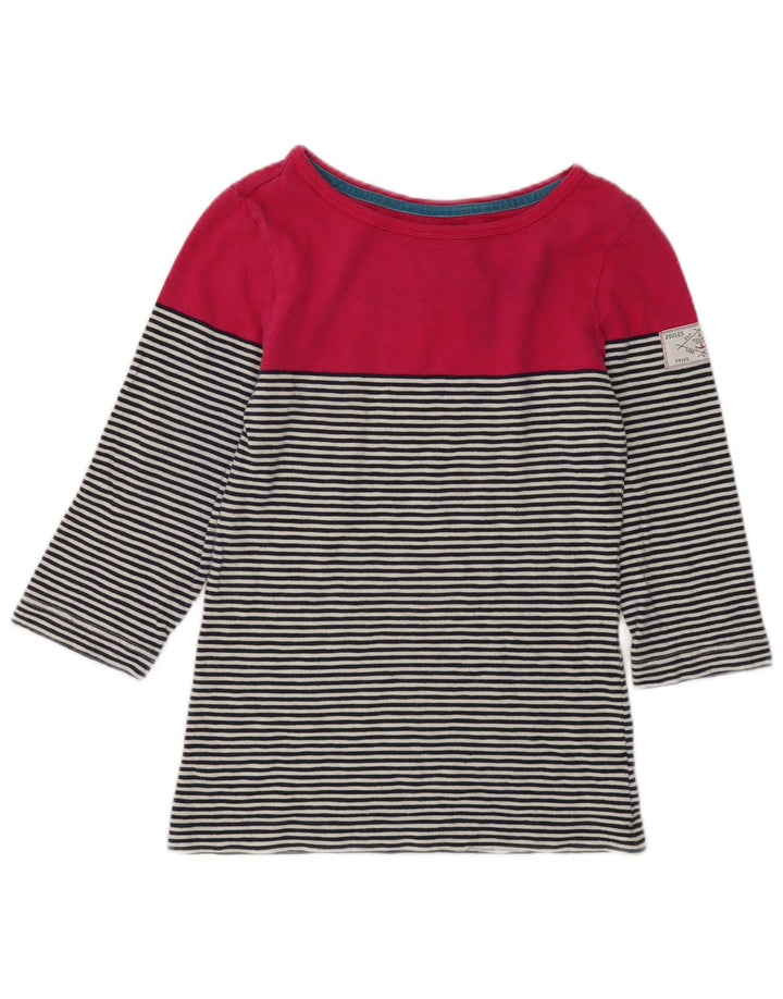 Top feminino Joules manga 3/4 Reino Unido 10 pequeno algodão listrado multicolorido