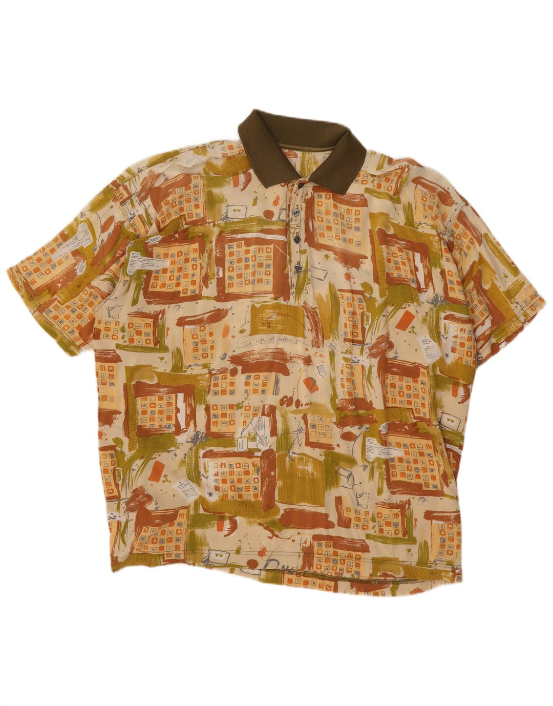 Pulôver masculino vintage de manga curta Camisa 2XL patchwork multicolorido