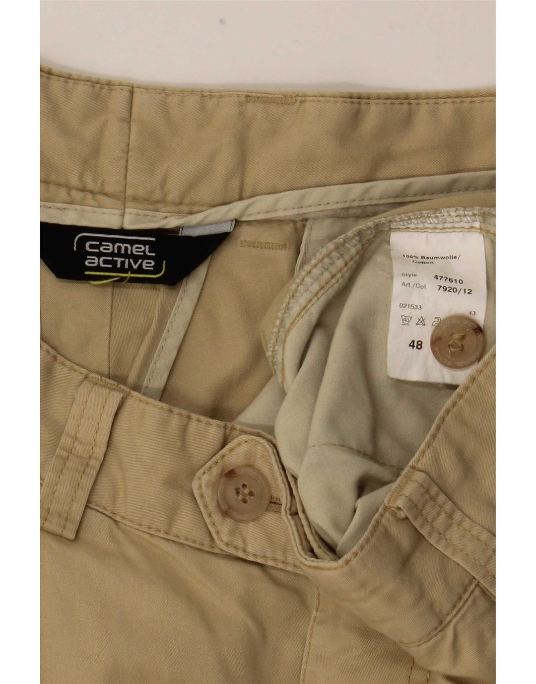 Calça masculina Camel Active Pegged Suit EU 48 Médio W33 L32 Algodão Bege
