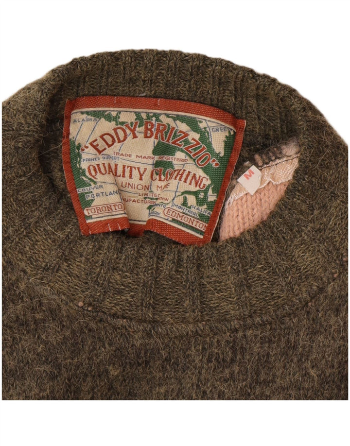 Suéter masculino vintage com gola redonda, médio cáqui Fair Isle