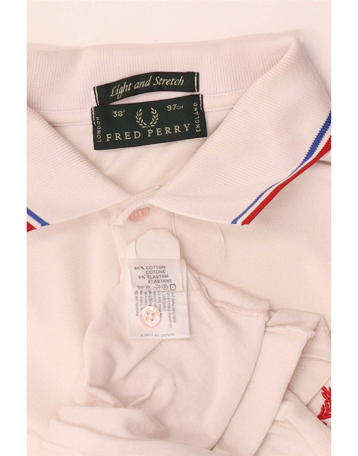 Camisa polo masculina Fred Perry pequena listrada branca de algodão