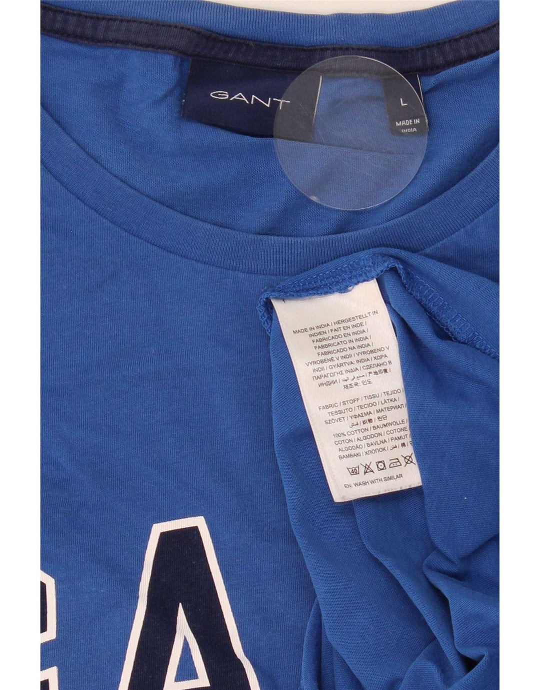 Gant Camiseta masculina gráfica Top grande algodão azul