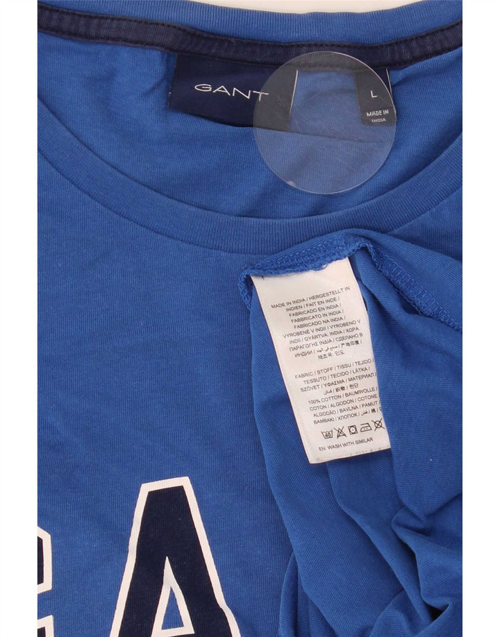 Gant Camiseta masculina gráfica Top grande algodão azul