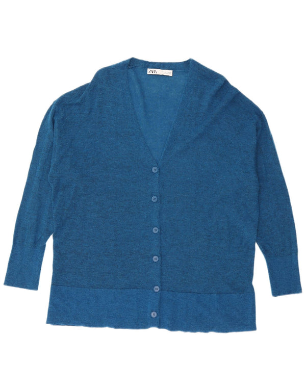 Suéter cardigã feminino grande Zara Reino Unido 10 pequeno azul