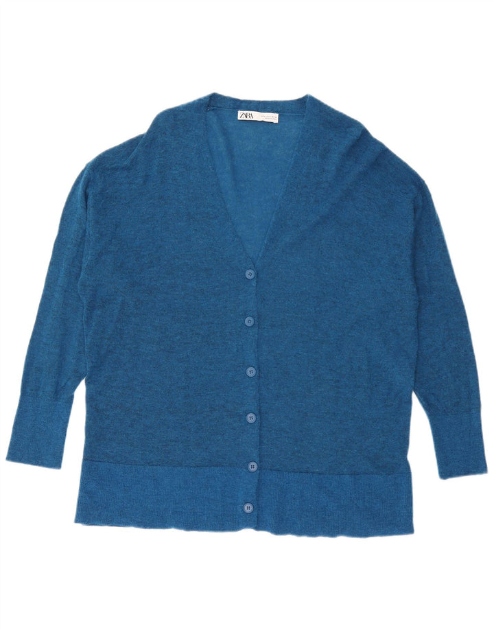 Suéter cardigã feminino grande Zara Reino Unido 10 pequeno azul