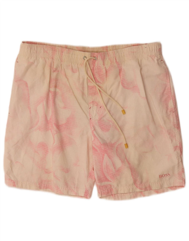 Hugo Boss Shorts de natação masculino pequeno algodão branco tie-dye