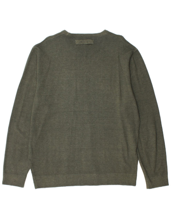 Suéter masculino REPLAY com gola canoa XL de lã cáqui