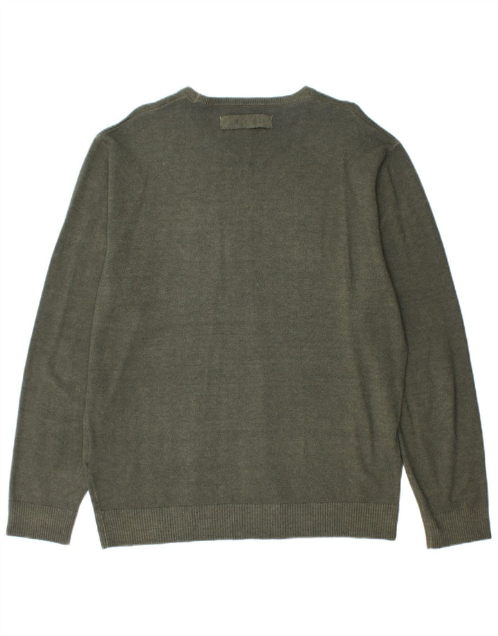 Suéter masculino REPLAY com gola canoa XL de lã cáqui