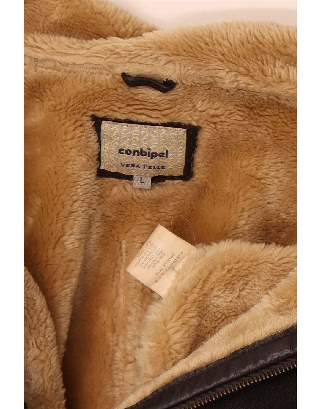 Jaqueta masculina de couro Sherpa Conbipel Reino Unido 40 grande marrom