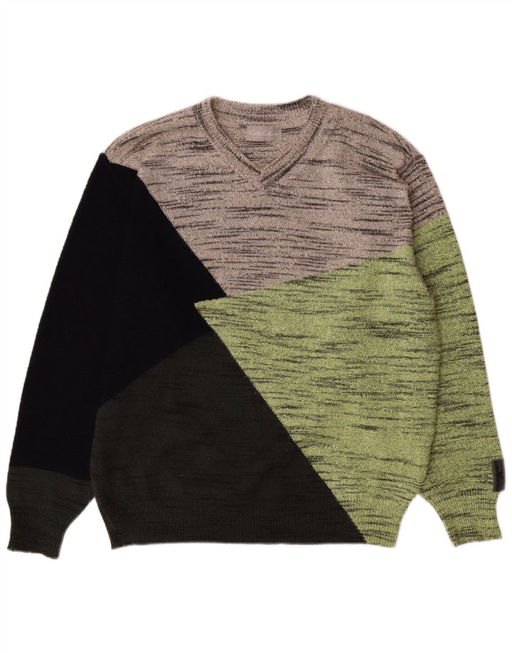 Suéter masculino Carlo Colucci com decote em V IT 52 grande multicolorido