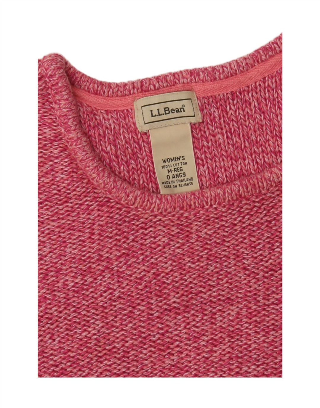 L.L.BEAN Womens Crew Neck Jumper Sweater UK 14 Medium Pink Cotton Vintage L.L.Bean and Second-Hand L.L.Bean from Messina Hembry 
