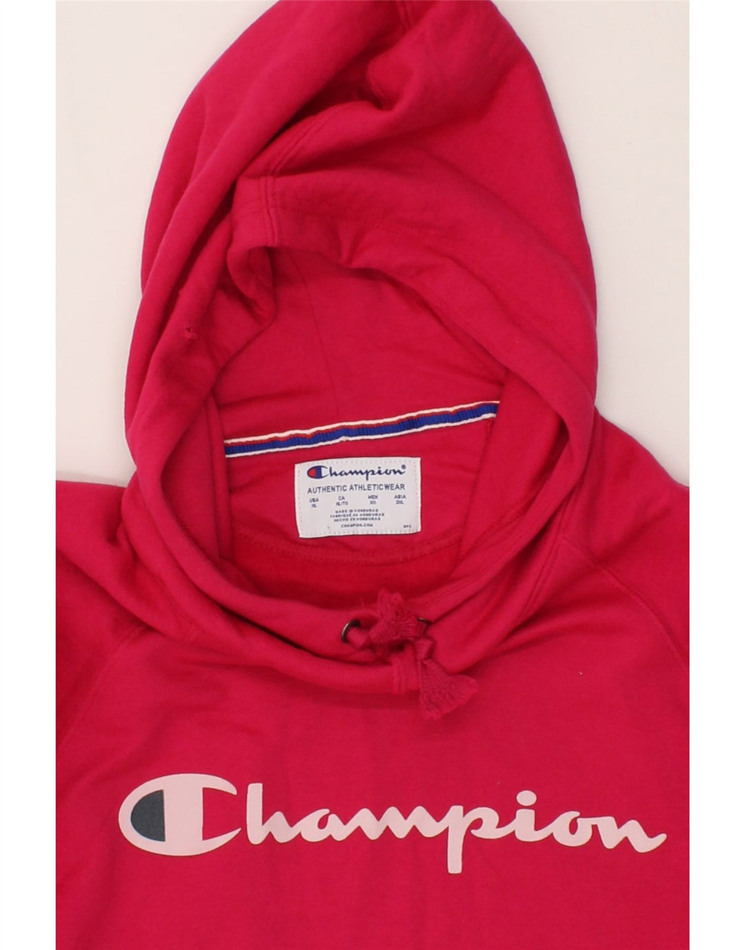 CHAMPION Womens Graphic Hoodie Jumper UK 18 XL Pink Cotton Vintage Champion and Second-Hand Champion from Messina Hembry 