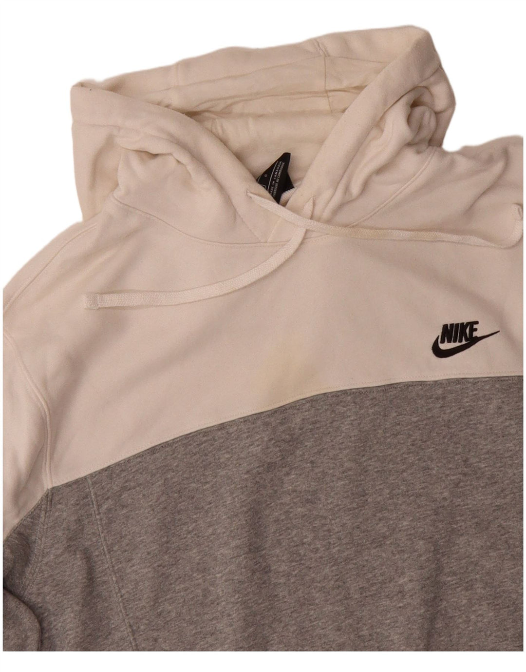 NIKE Mens Hoodie Jumper Grande Cinza Colourblock Algodão